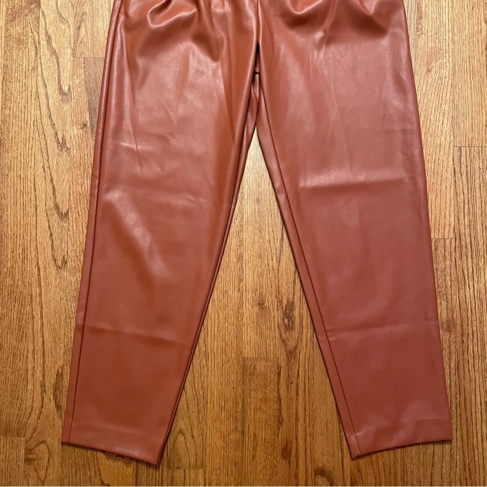 NWOT Ann Taylor The Faux Leather Paperbag Ankle Pants in Morrocan Spice Size 00 - Picture 7 of 15